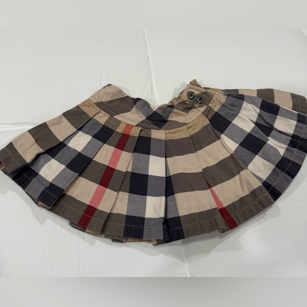 Burberry Beige and Red Checkered Mini Skirt